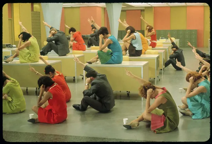 Framed Print : Cast of Film Exercising During Break Framed Print : Cast of Film Exercising During Break