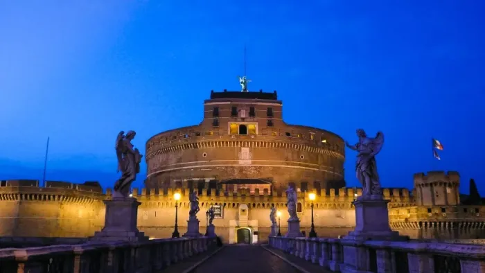Framed Print : Castel Sant Angelo Castle and bridge at dusk, Rome Framed Print : Castel Sant Angelo Castle and bridge at dusk, Rome
