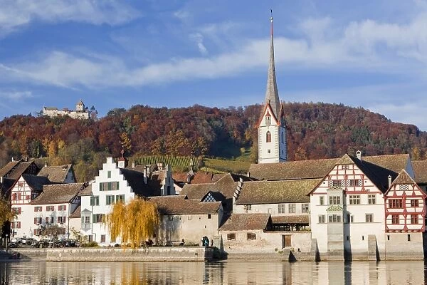 Castle and church of Stein am Rhein in autumn, Rhine, Switzerland, Europe, PublicGround