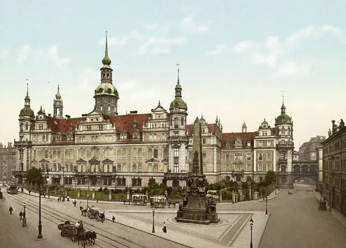 Framed Print : The castle in Dresden, Saxony, Germany, Historic, digitally restored reproduction of a photochromic print from the 1890s Framed Print : The castle in Dresden, Saxony, Germany, Historic, digitally restored reproduction of a photochromic print from the 1890s