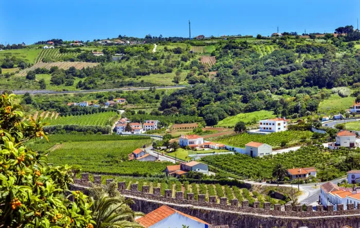 Framed Print : Castle of Obidos walls and medieval town, Obidos, Portugal Framed Print : Castle of Obidos walls and medieval town, Obidos, Portugal