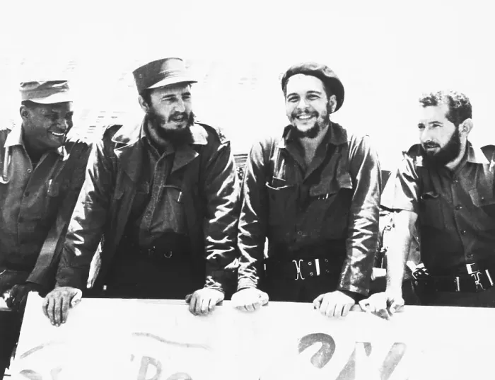 Framed Print : Castro and Guevara Review Peasant Militia
