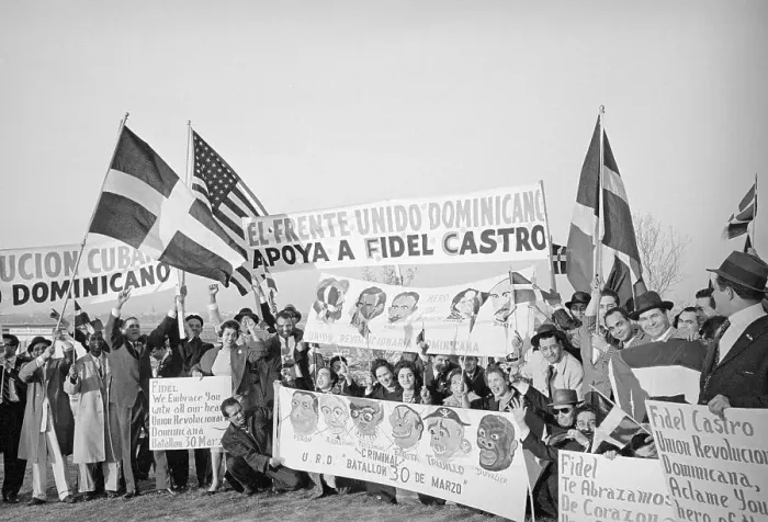 Framed Print : Castro Supporters Protesting Dominican Leader Framed Print : Castro Supporters Protesting Dominican Leader
