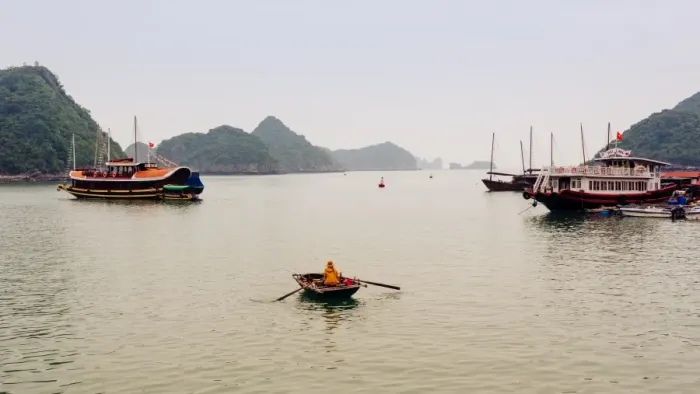 Framed Print : Cat Ba fishing port