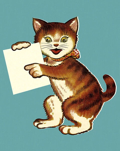 Cat Holding a Piece of Paper