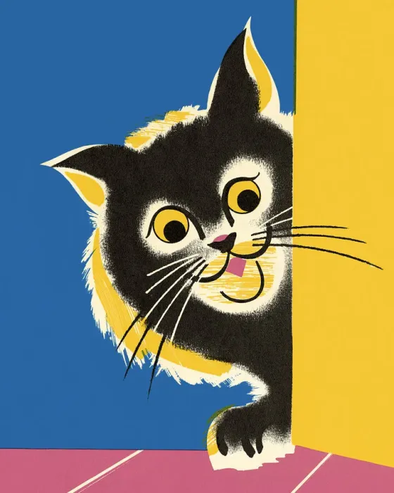 Framed Print : Cat Looking Around a Corner Framed Print : Cat Looking Around a Corner