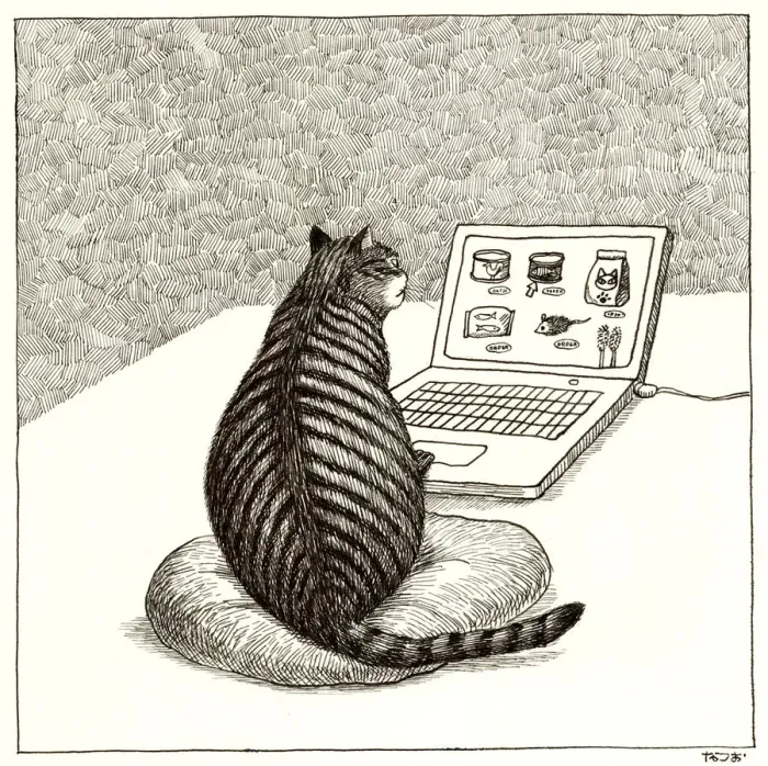 Framed Print : Order. Cat looking on monitor Framed Print : Order. Cat looking on monitor