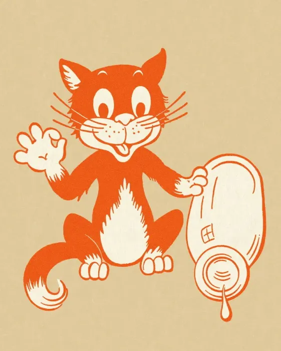 Framed Print : Cat with Spilled Milk Bottle Framed Print : Cat with Spilled Milk Bottle