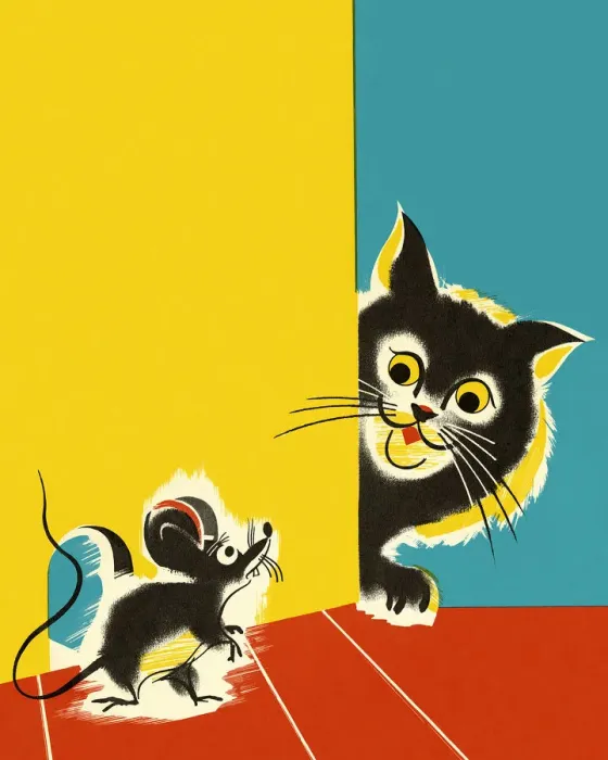 Framed Print : Cat Watching a Mouse Framed Print : Cat Watching a Mouse