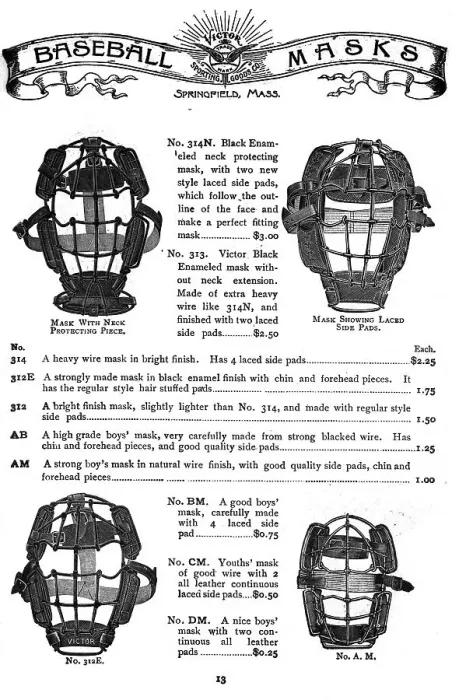 Framed Print : Catalog Page Showing Baseball Masks Framed Print : Catalog Page Showing Baseball Masks