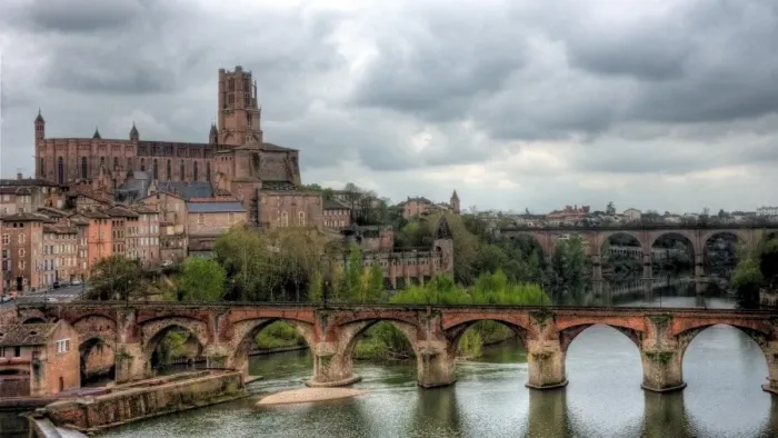 Framed Print : Cathedral Basilica of Saint Cecilia and bridges Framed Print : Cathedral Basilica of Saint Cecilia and bridges