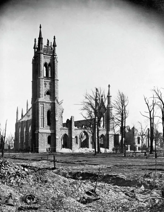 Framed Print : Cathedral During the Chicago Fire of 1871 Framed Print : Cathedral During the Chicago Fire of 1871