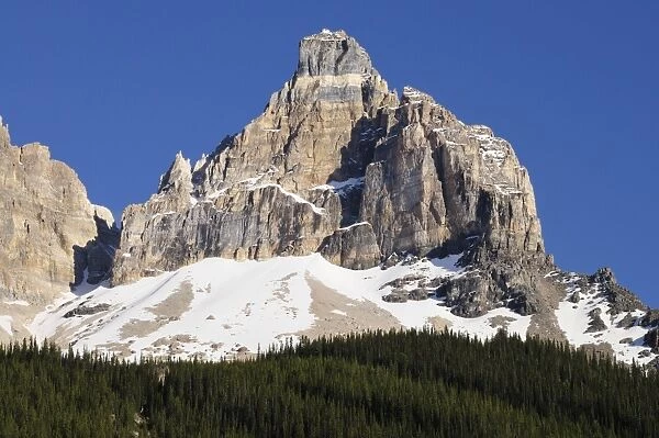 Cathedral Crags viewed from the Kicking Horse Pass Road, Yoho National Park, British Columbia, Canada