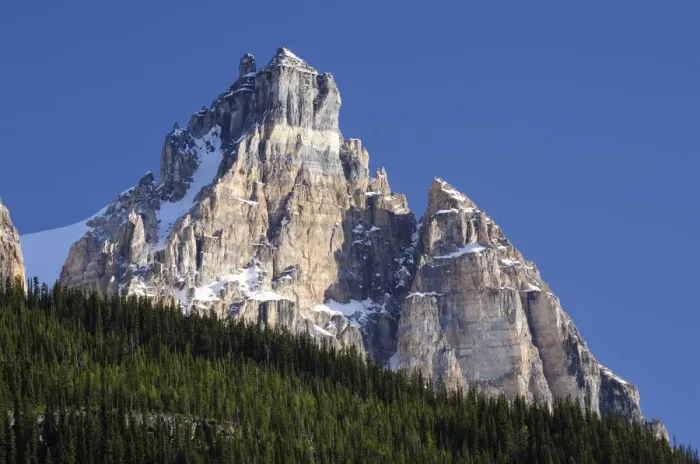 Framed Print : Cathedral Crags viewed from the Kicking Horse Pass Road, Yoho National Park, British Columbia, Canada
