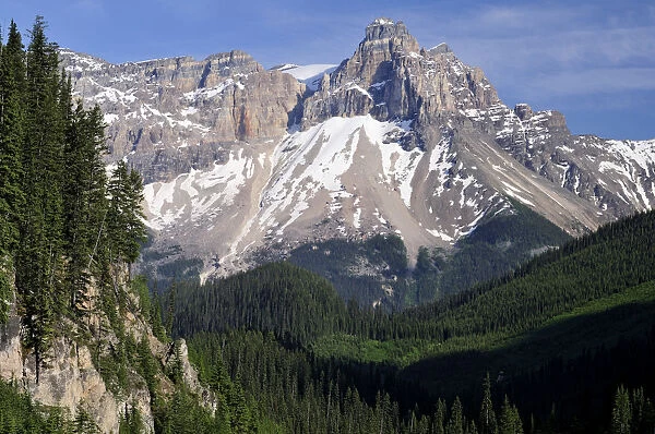 Cathedral Mountain with the Cathedral Crags in the middle, view from the Yoho Valley, Yoho National Park, British Columbia, Canada