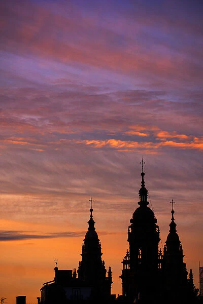 Cathedral of Santiago de Compostela at sunset, Galicia. Spain