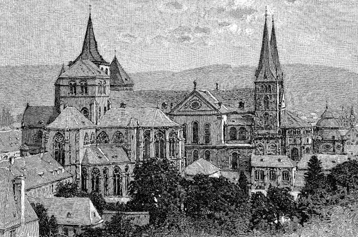 Framed Print : The Cathedral of Trier, Germany, Historical, digitally improved reproduction of an original from the 19th century, digital reproduction of an original from the 19th century Framed Print : The Cathedral of Trier, Germany, Historical, digitally improved reproduction of an original from the 19th century, digital reproduction of an original from the 19th century