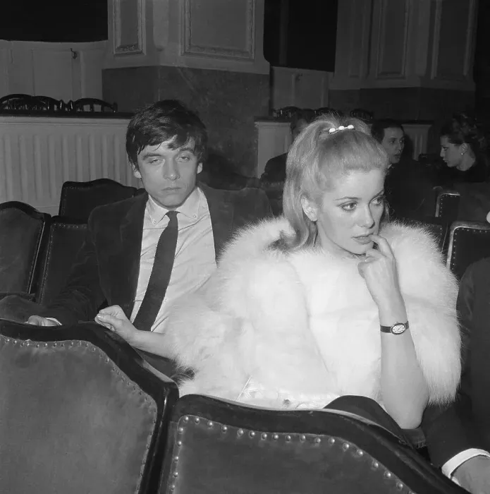 Framed Print : Catherine Deneuve and Husband David Bailey at Movie Premier Framed Print : Catherine Deneuve and Husband David Bailey at Movie Premier