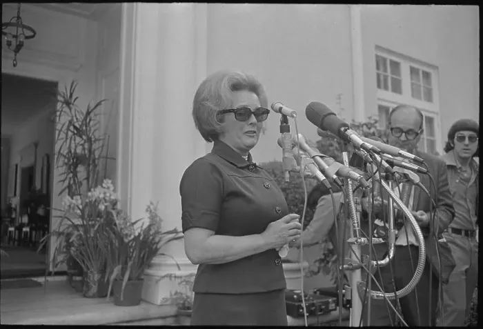 Framed Print : Catherine Hearst Speaking to Press Framed Print : Catherine Hearst Speaking to Press