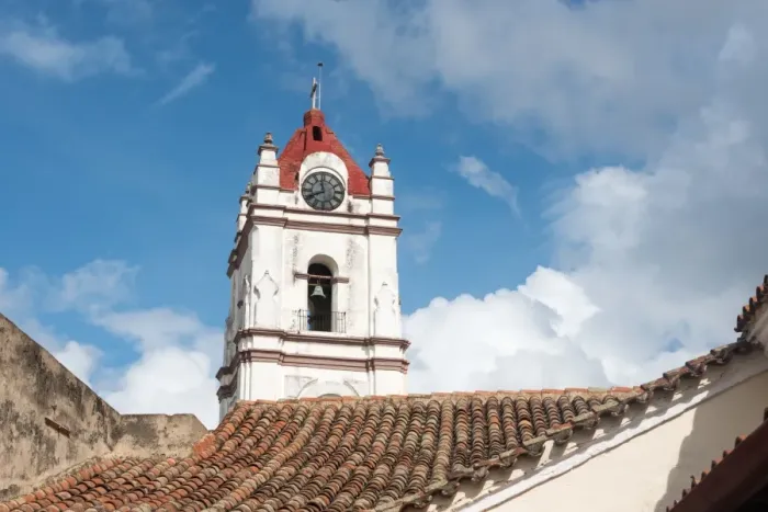 Framed Print : Catholic Church Clock Tower. Our Lady of Mercy Temple in Camaguey, Cuba