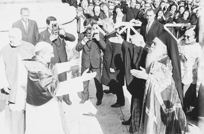 Framed Print : Catholic And Orthodox Leaders Embrace