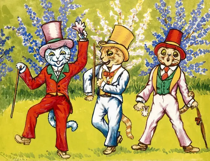 Framed Print : Three cats performing a song and dance act Framed Print : Three cats performing a song and dance act