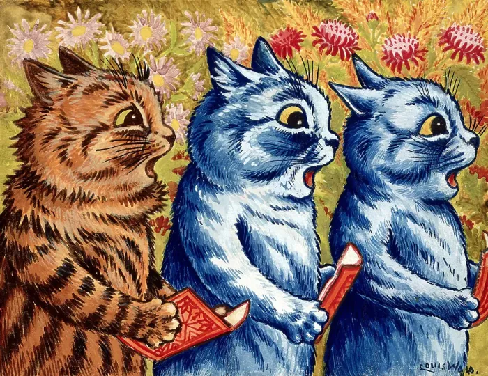 Framed Print : Three cats Singing
