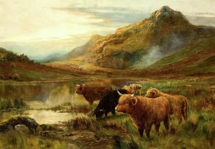 Framed Print : Cattle in a Highland Landscape Framed Print : Cattle in a Highland Landscape