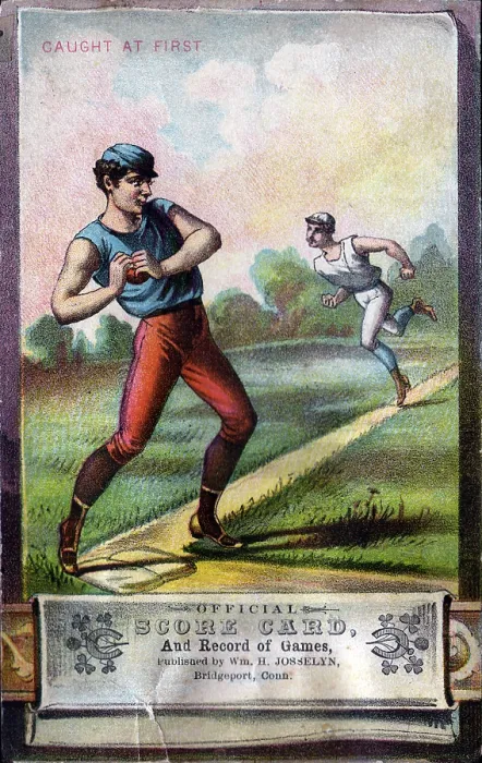 Framed Print : Caught At First Baseball Score Card Framed Print : Caught At First Baseball Score Card