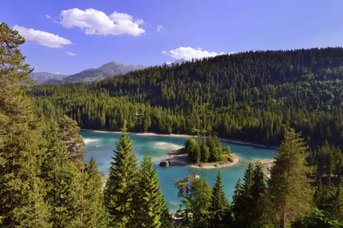 Framed Print : Caumasee lake surrounded by forest, near Flims, Grisons, Switzerland Framed Print : Caumasee lake surrounded by forest, near Flims, Grisons, Switzerland