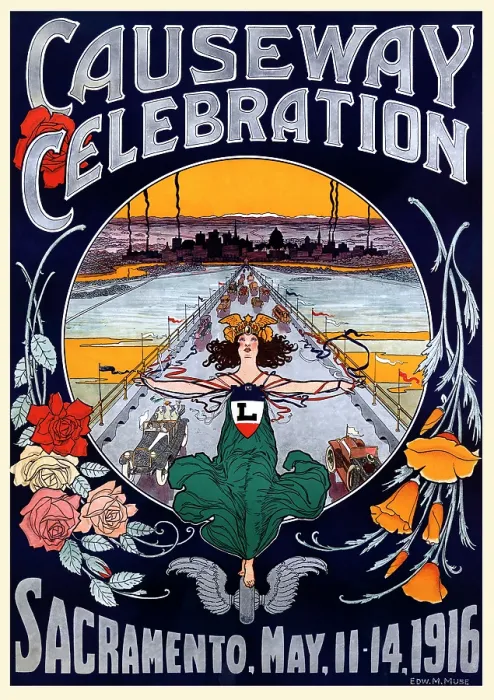 Framed Print : Causeway Celebration Sacramento. May 11-14, 1916