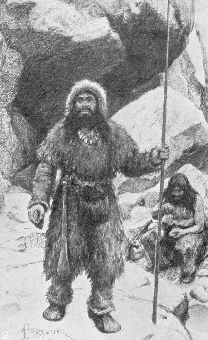Framed Print : Cave Man Holding Staff Framed Print : Cave Man Holding Staff