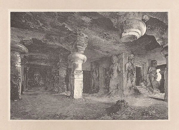 Cave temple, Elephanta Island, Mumbai, India, 6th century, published 1889