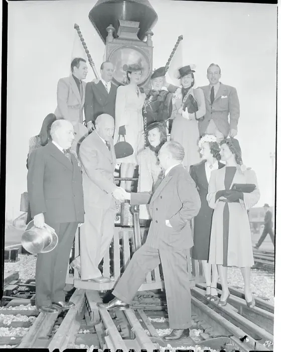 Framed Print : Cecil B. Demille and Actors Posing on Train Framed Print : Cecil B. Demille and Actors Posing on Train