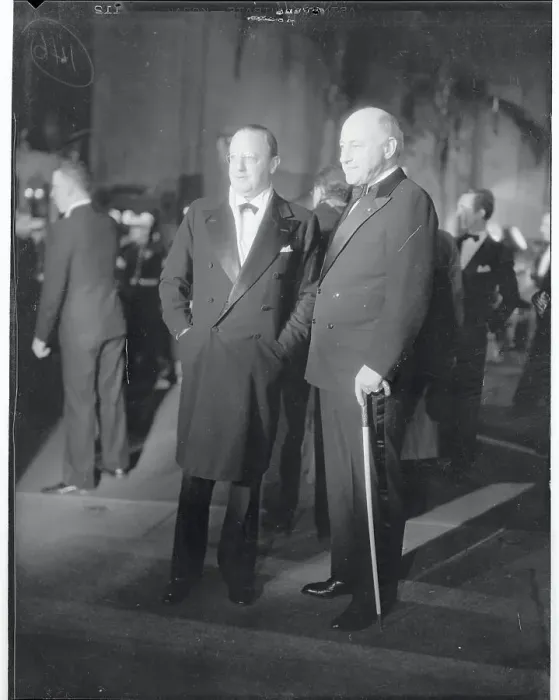 Framed Print : Cecil B. Demille and Jesse Lasky Posing at Premier of Cavalcade