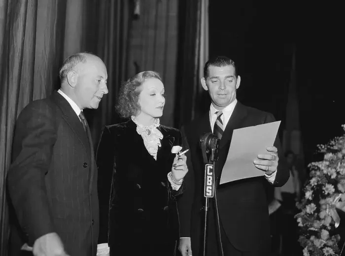 Framed Print : Cecil B. DeMille, Marlene Dietrich and Clark Gable Framed Print : Cecil B. DeMille, Marlene Dietrich and Clark Gable