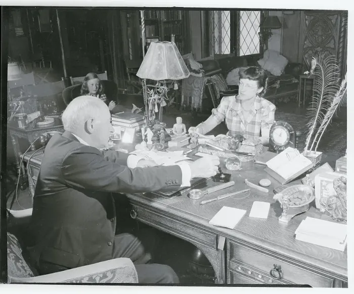 Framed Print : Cecil B. DeMille in His Office With Secretary Framed Print : Cecil B. DeMille in His Office With Secretary