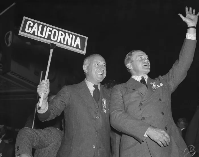 Framed Print : Cecil B. Demille and S.F.V. Moss at Republican National Convention Framed Print : Cecil B. Demille and S.F.V. Moss at Republican National Convention