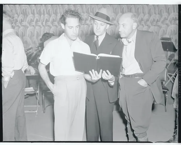 Framed Print : Cecil B. DeMille and Walter Winchell During Radio Performance
