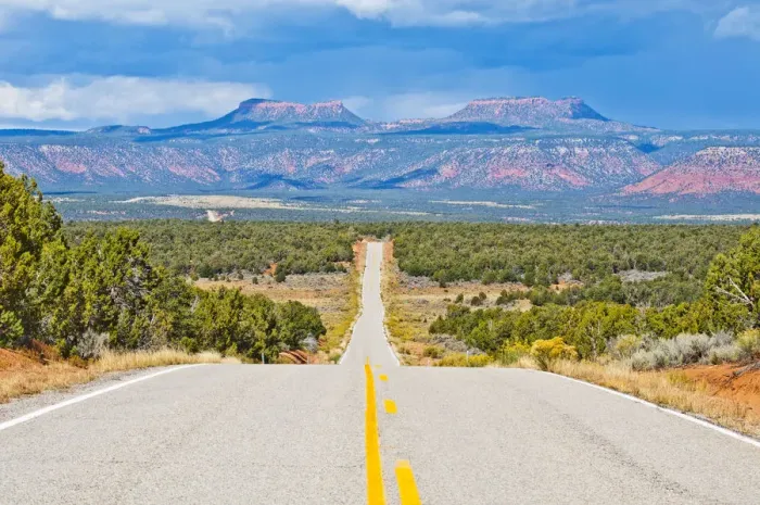 Framed Print : Cedar Mesa, State Highway 261 with Bears Ears on horizon, Bears Ears National Monument, Utah, USA