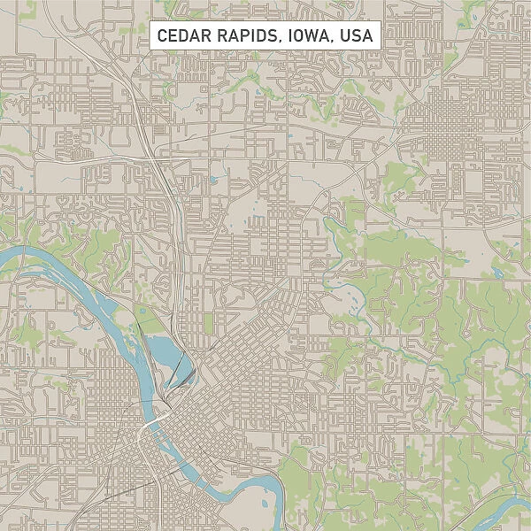 Cedar Rapids Iowa US City Street Map