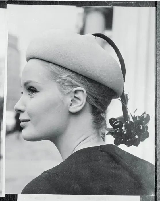 Framed Print : Celia Hammond Modeling Hat by Simone Mirman Framed Print : Celia Hammond Modeling Hat by Simone Mirman