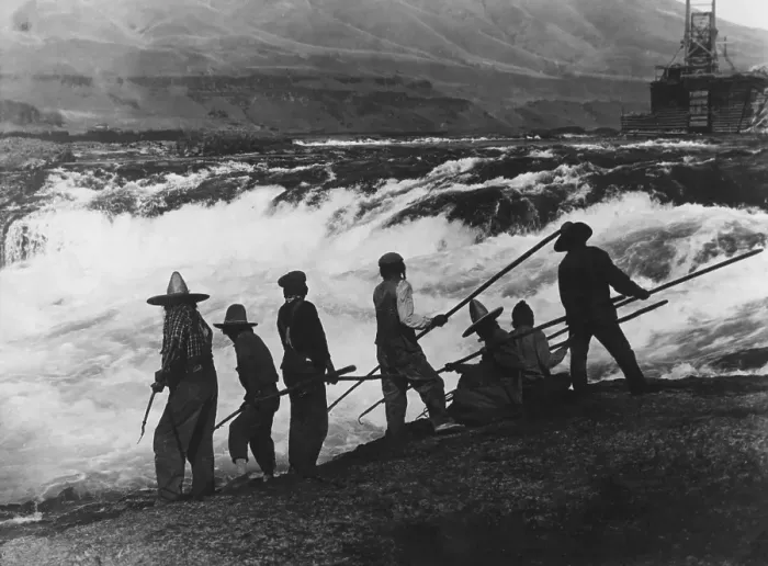 Framed Print : Celilo Falls Fishermen