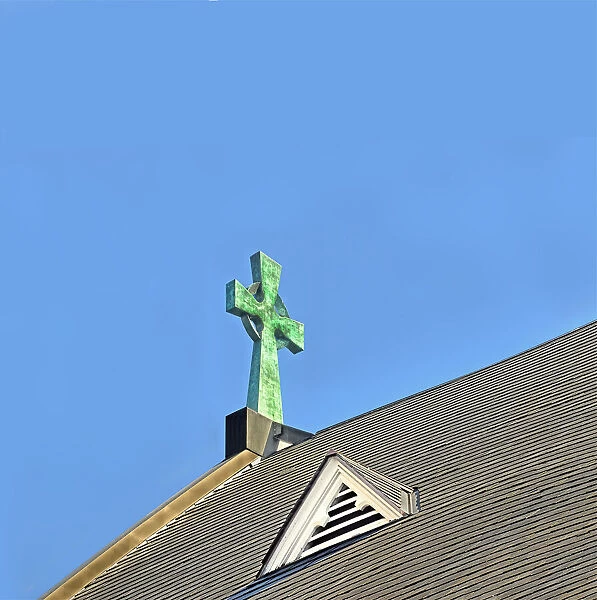 Celtic Cross On Church Roof