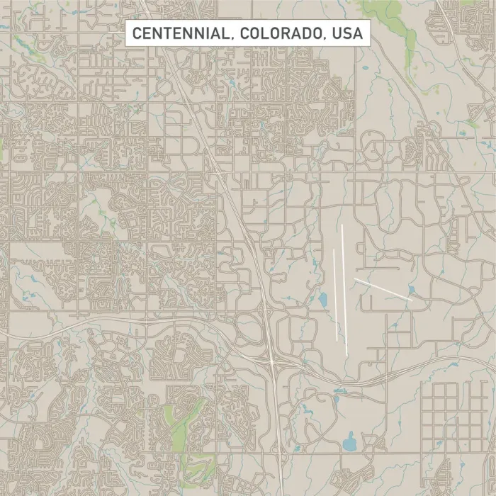 Framed Print : Centennial Colorado US City Street Map