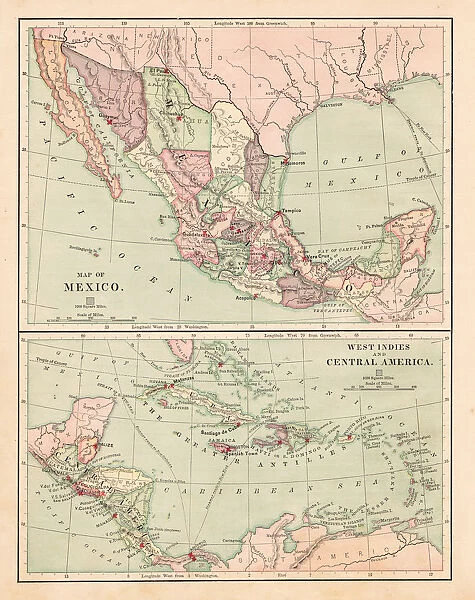 Central America Caribbean map 1881