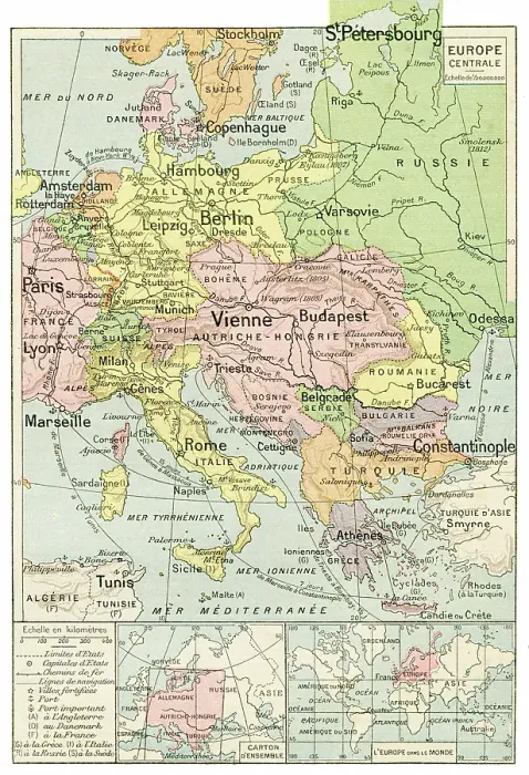 Framed Print : Central Europe map 1887 Framed Print : Central Europe map 1887