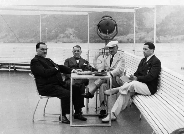Framed Print : Central European Statesmen Sit on Yacht Framed Print : Central European Statesmen Sit on Yacht