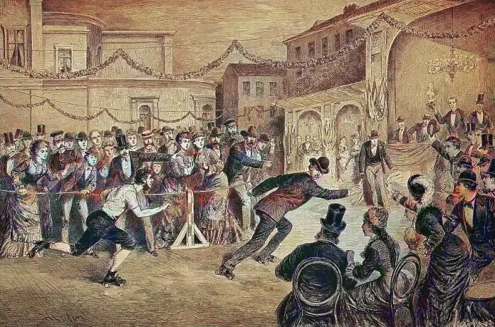Framed Print : In the Central Skating Ring in Berlin, Germany, historical wood engraving, ca. 1880, digitally restored reproduction of an original 19th century original, exact original date unknown, coloured Framed Print : In the Central Skating Ring in Berlin, Germany, historical wood engraving, ca. 1880, digitally restored reproduction of an original 19th century original, exact original date unknown, coloured