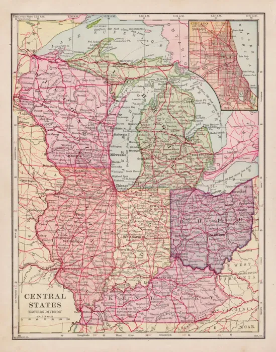 Framed Print : Central states map 1898 Framed Print : Central states map 1898